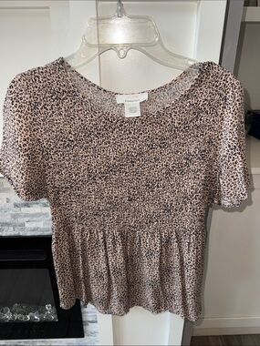 Leopard Smocked Peplum Top